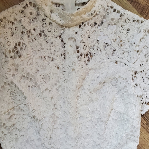 TAGS ON White lace high neck dress BACHLORETTE - Picture 3 of 5